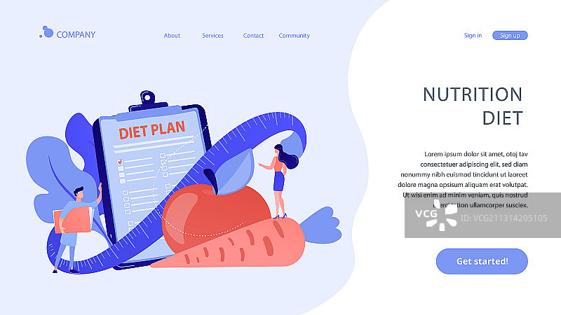 营养饮食概念着陆页图片素材