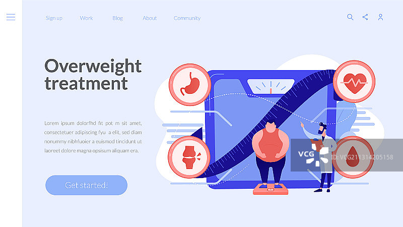 肥胖健康问题概念着陆页图片素材