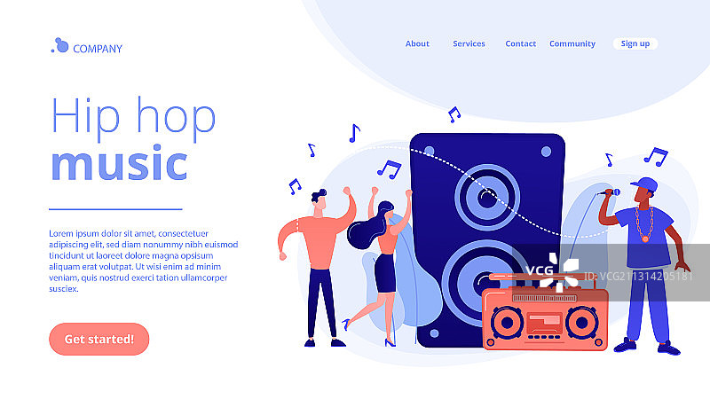 嘻哈音乐概念着陆页图片素材