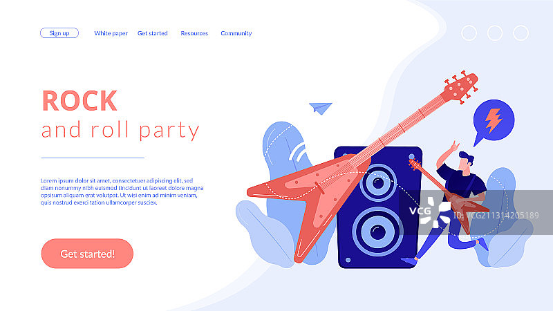 摇滚音乐概念着陆页图片素材