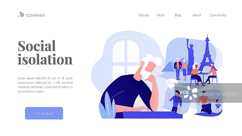 社交隔离概念落地页图片素材