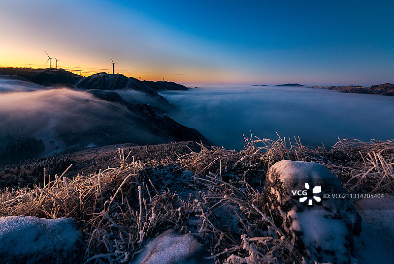 广西桂林全洲县天湖雪景图片素材