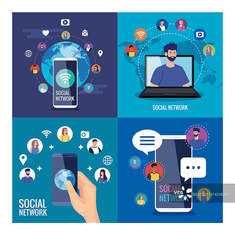 社交网络人物关系海报合集图片素材