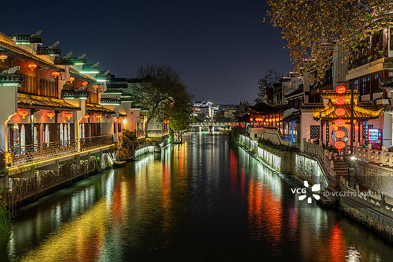 中国江苏省南京市夫子庙秦淮风光带夜景图片素材