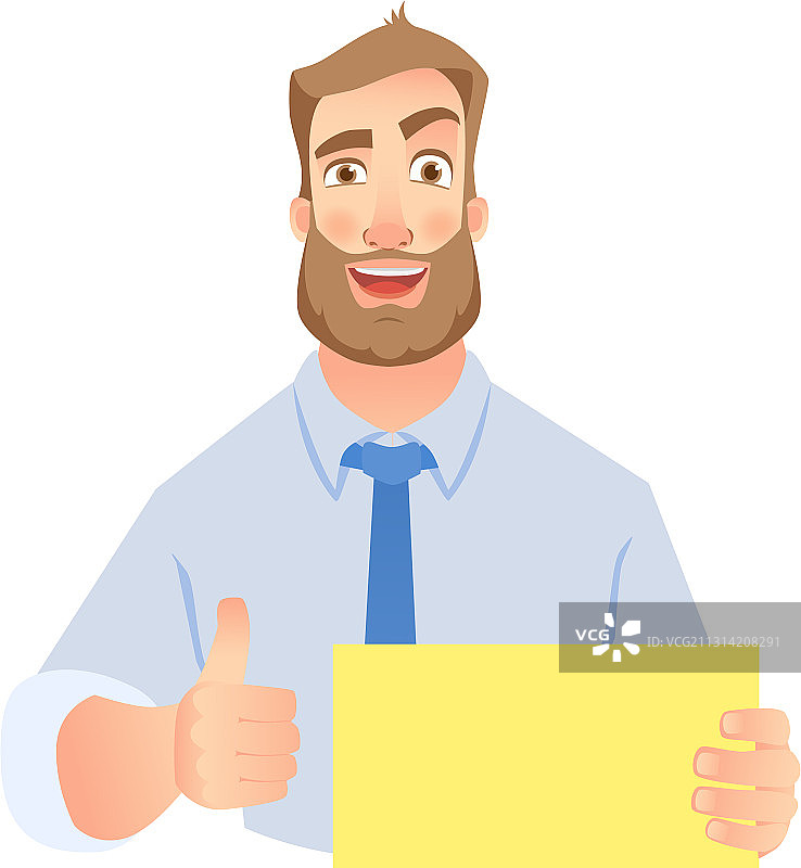 商人举着空白标牌图片素材