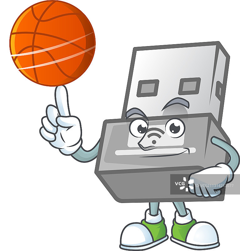 带篮球的强力USB无线适配器图片素材
