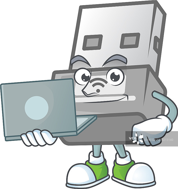 智能USB无线适配器连接笔记本电脑图片素材