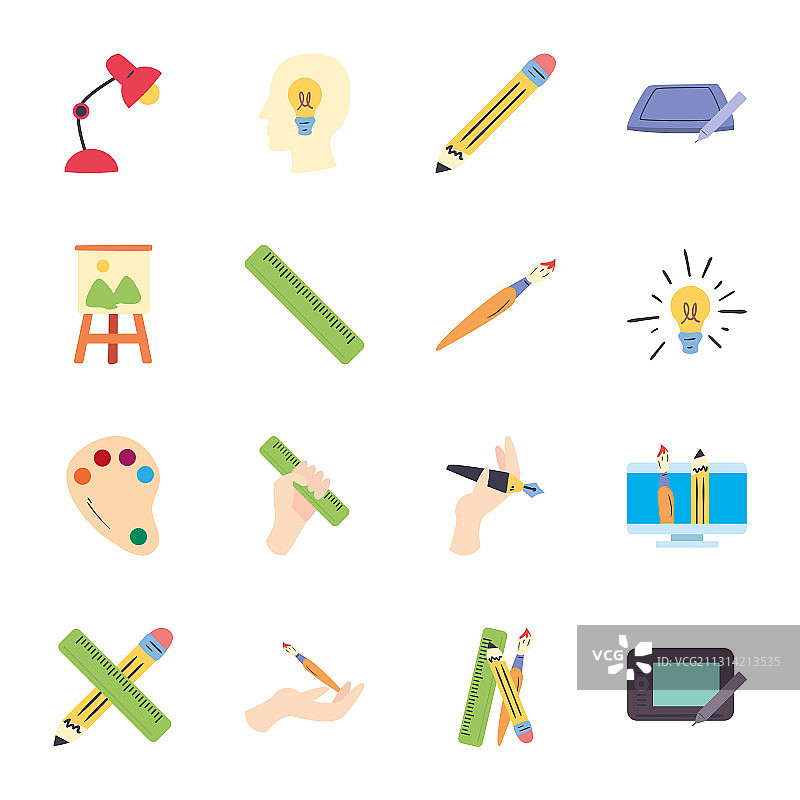 艺术设计线条填充风格图标集图片素材