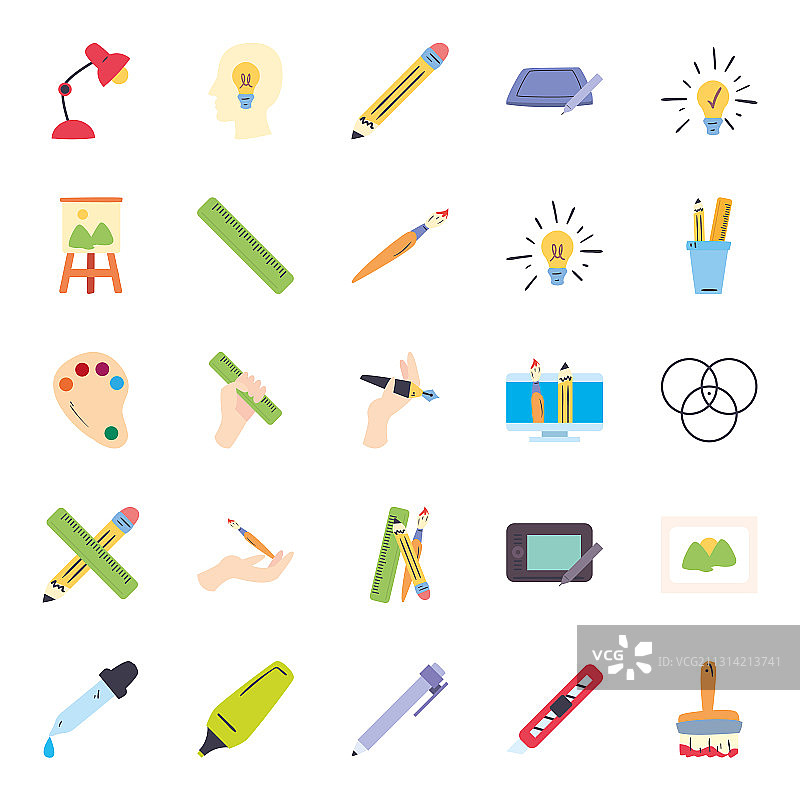 艺术设计线条填充风格图标集图片素材