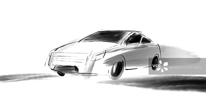 中国风水墨地形插图速度与汽车图片素材