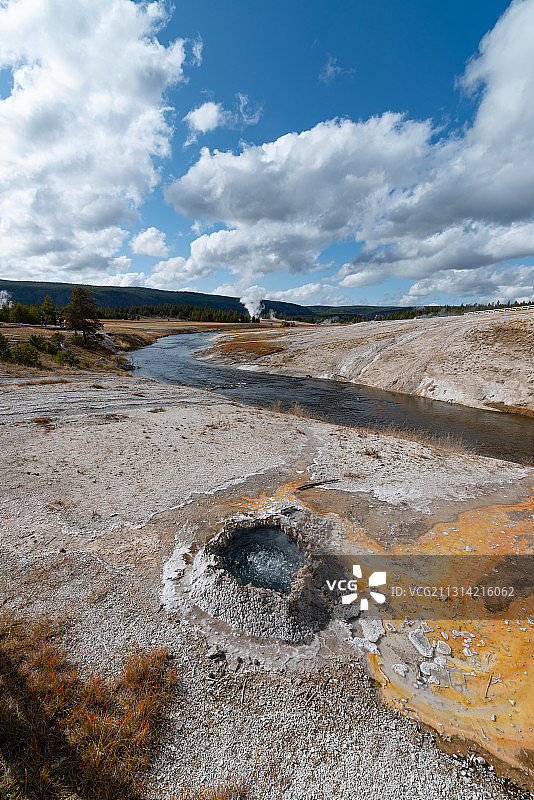 北美洲美国怀俄明黄石国家公园老忠实喷泉自然风光图片素材
