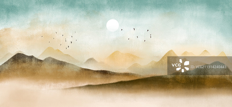 大好河山风景插画图片素材