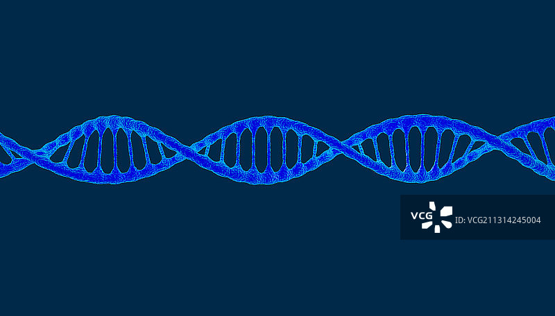 蓝色DNA基因链条三维渲染图片素材