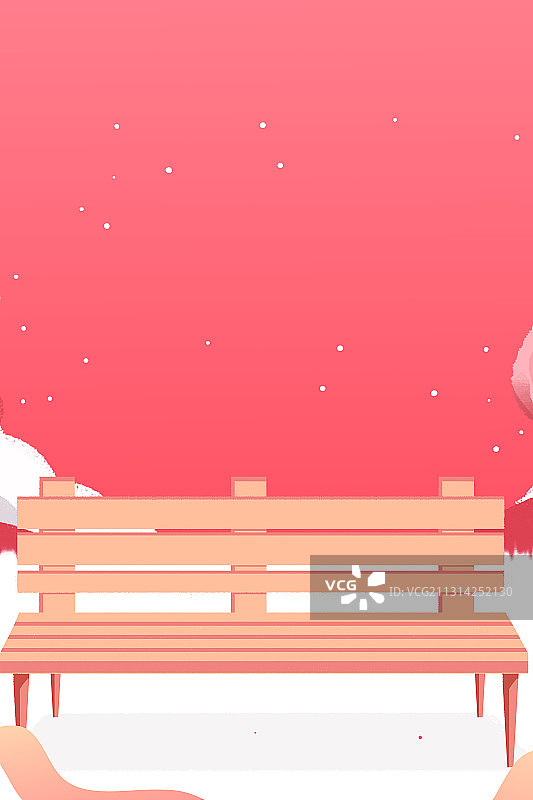 卡通手绘粉色背景公园长凳插画图片素材