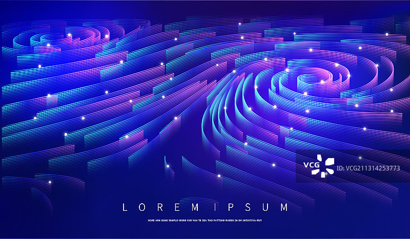 矢量抽象旋涡粒子轨迹三维科技海报图片素材