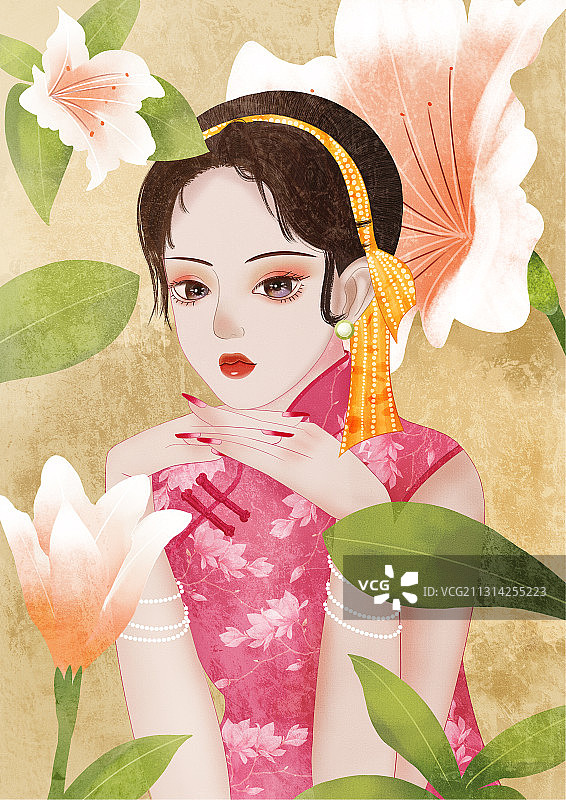 穿旗袍的女人图片素材