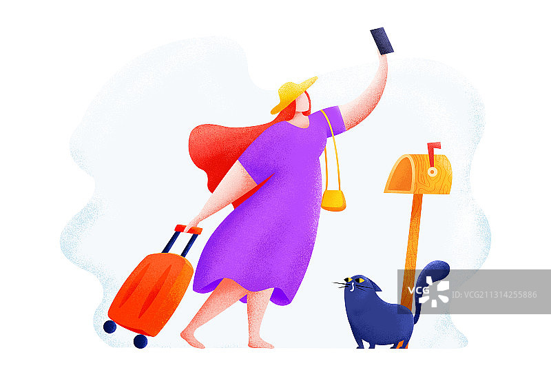 准备出行的女孩图片素材