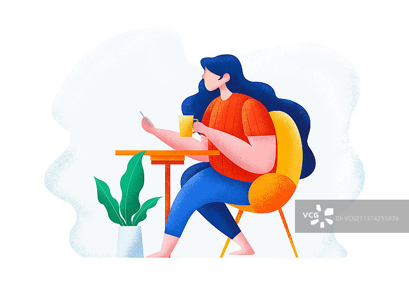 喝咖啡的女孩图片素材