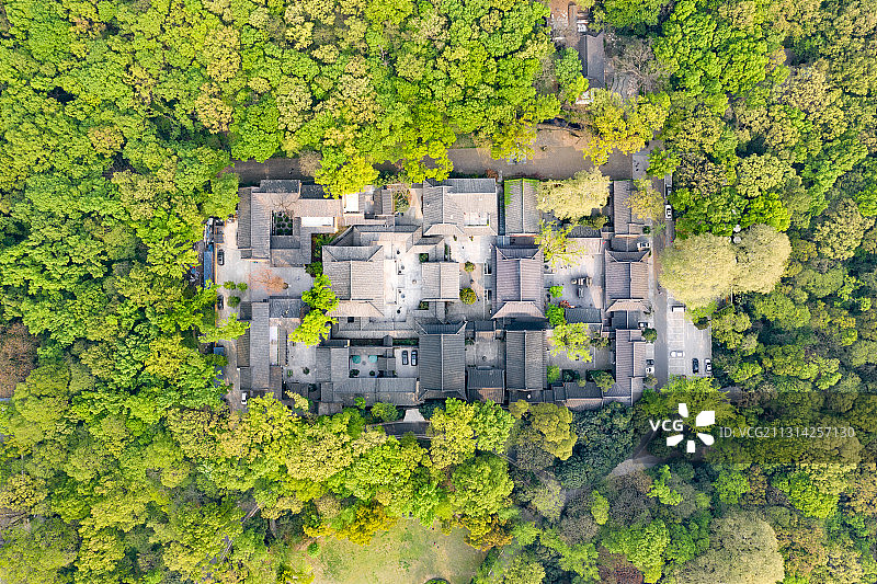 江苏省南京市紫金山钟山国家5A级旅游景区灵谷寺灵谷塔航拍图片素材