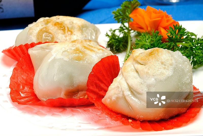 中国 传统美食饺子生煎韭菜饺图片素材