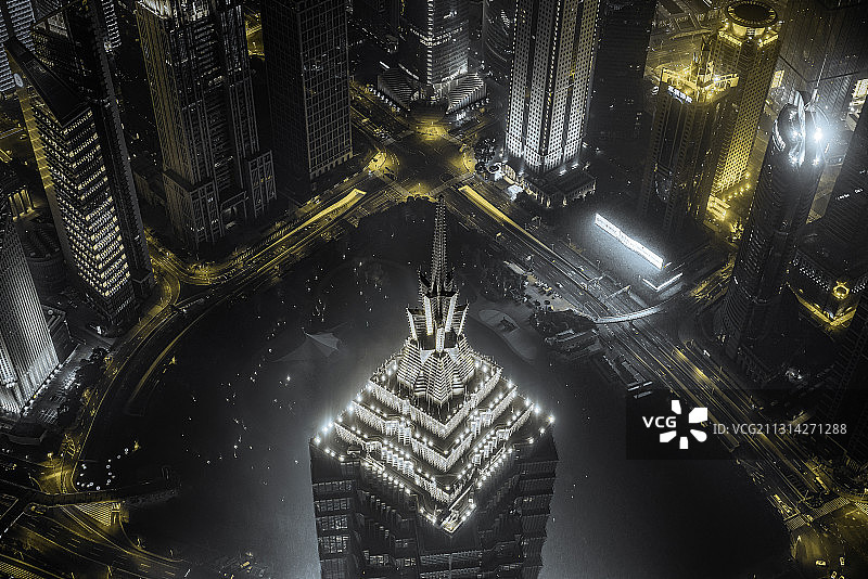 金茂夜景图片素材