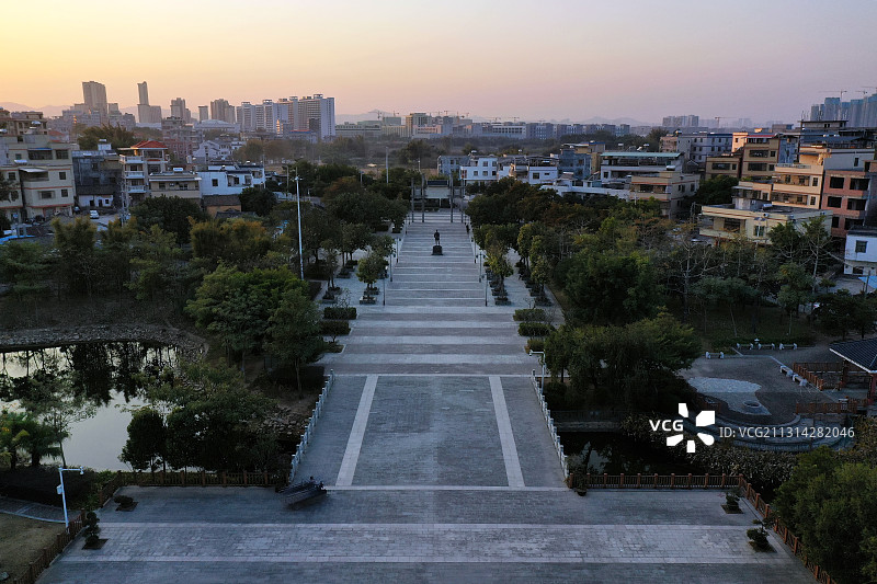 广东省惠州市惠城区三栋鹿颈村邓演达故居航拍图片素材