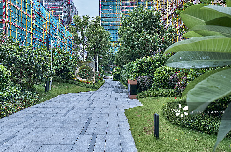 现代城市住宅社区园林景观图片素材