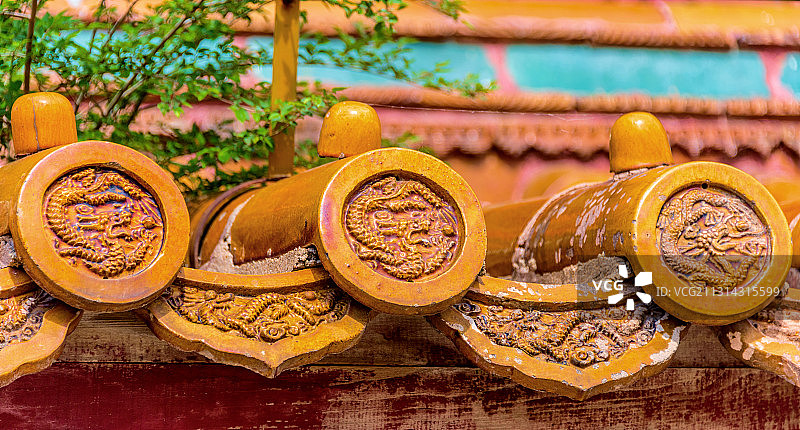 中国辽宁沈阳清昭陵龙纹瓦当图片素材