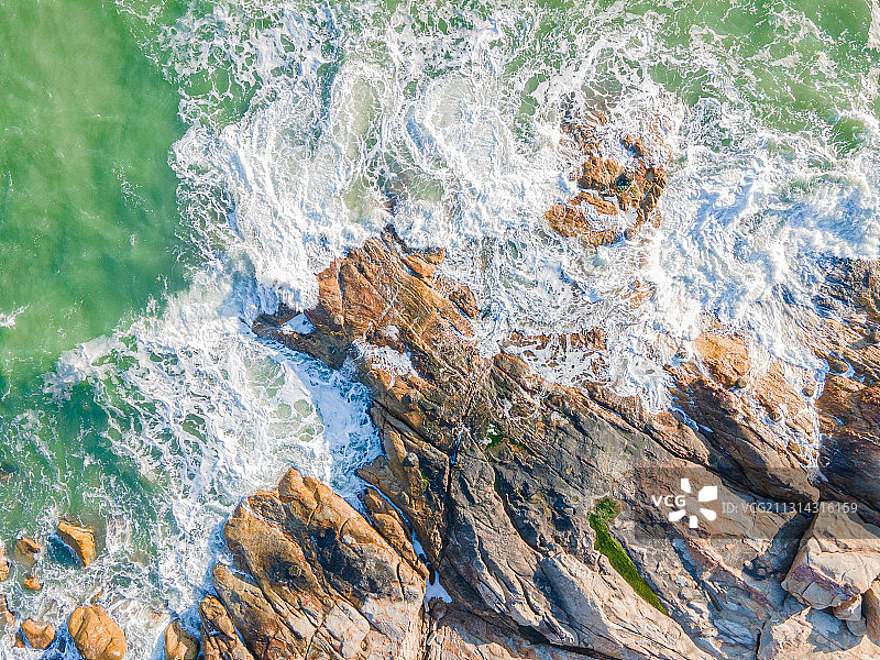 海岸，礁石，航拍图片素材