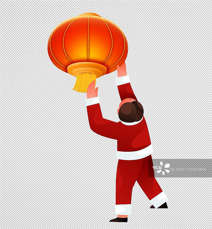 挂灯笼的小男孩图片素材