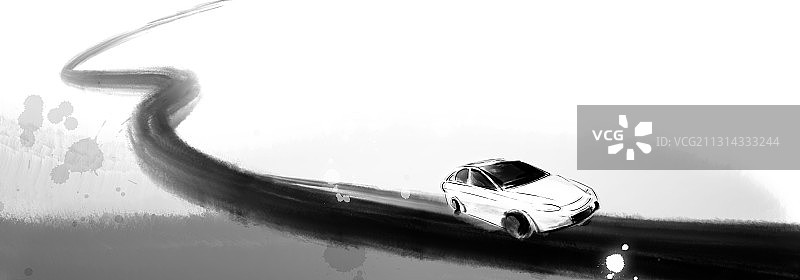 中国风水墨地形插图速度与汽车图片素材