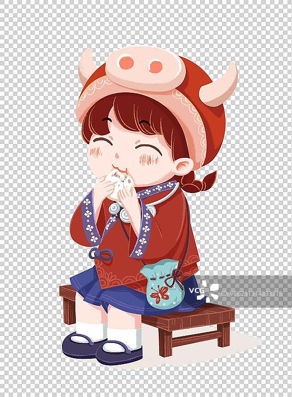 苗族女孩吃糍粑图片素材