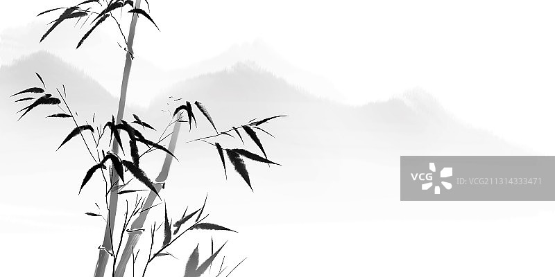 水墨设计元素背景传统文化竹子图片素材