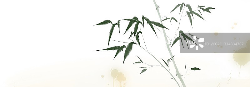 水墨中国画竹子图片素材