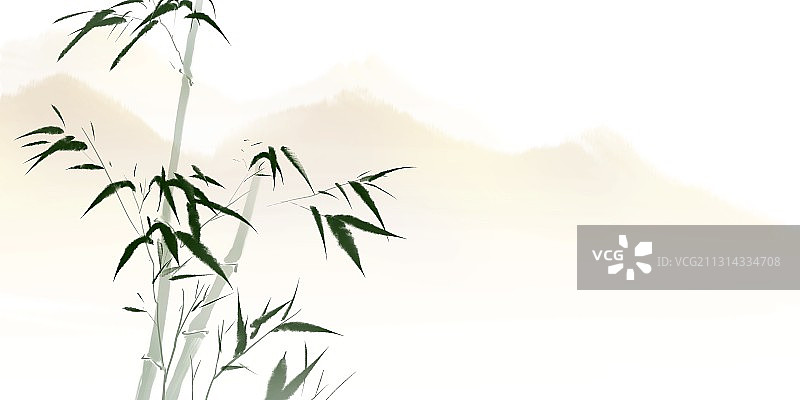 水墨中国画竹子图片素材