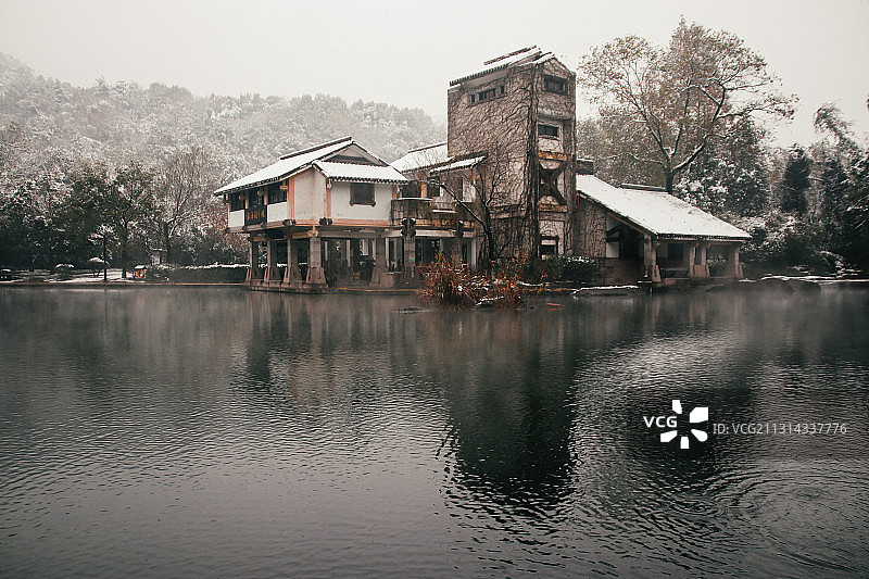 绍兴柯岩风景区雪景图片素材