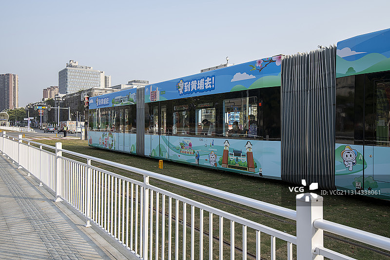 中国广州黄埔区有轨电车图片素材