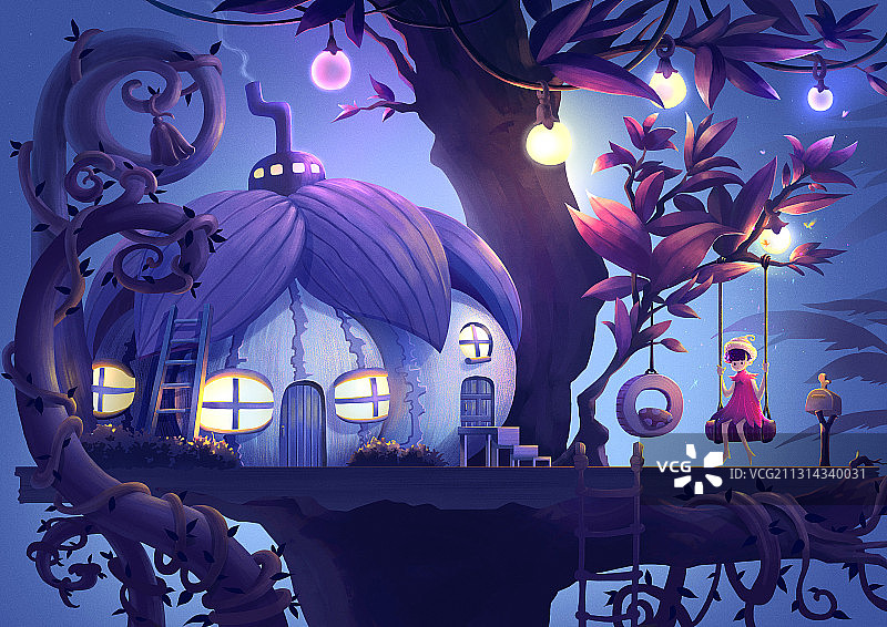 梦幻场景森林的精灵小屋图片素材