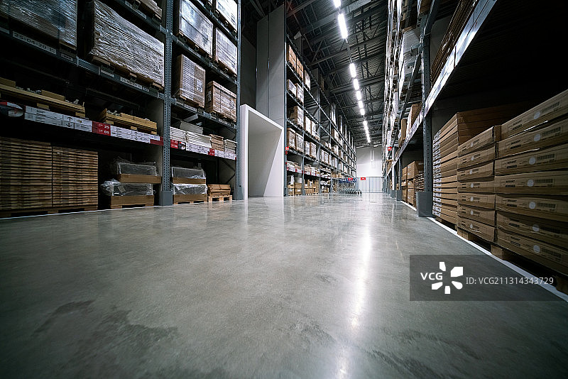 低角度看大型超市的货仓图片素材