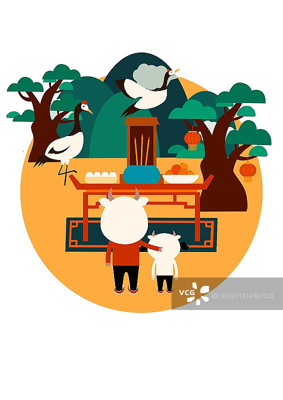 2021 牛年 春节 腊月二十九 祭祖图片素材