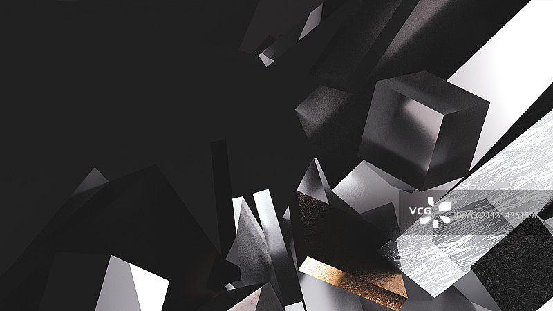 3D渲染冷硬风格几何造型材质背景图片素材