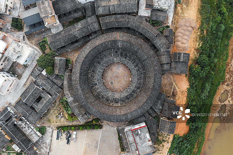 广东梅州客家花萼楼航拍图片素材