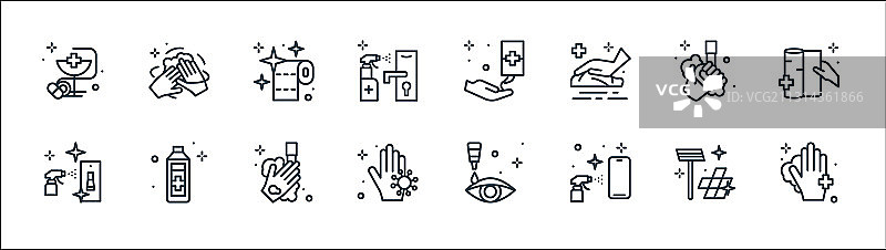 卫生线性图标集图片素材