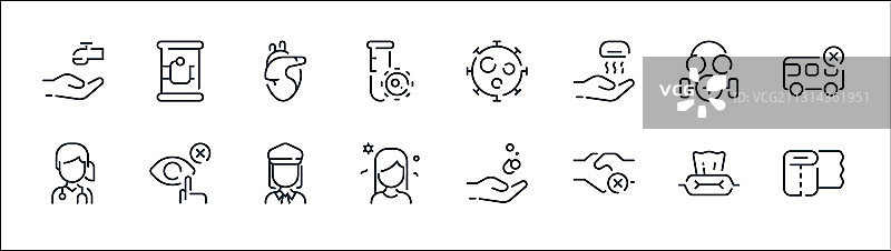 冠状病毒线图标线性集质量线图片素材