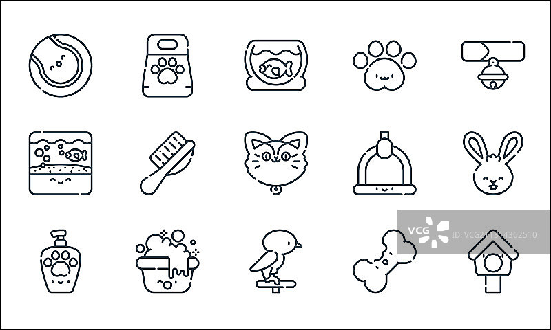 宠物线性图标合集图片素材