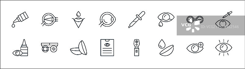 眼科线性图标集图片素材