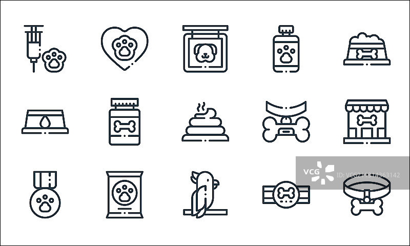 宠物线性图标合集图片素材