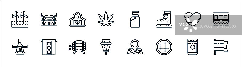 荷兰线性图标合集图片素材
