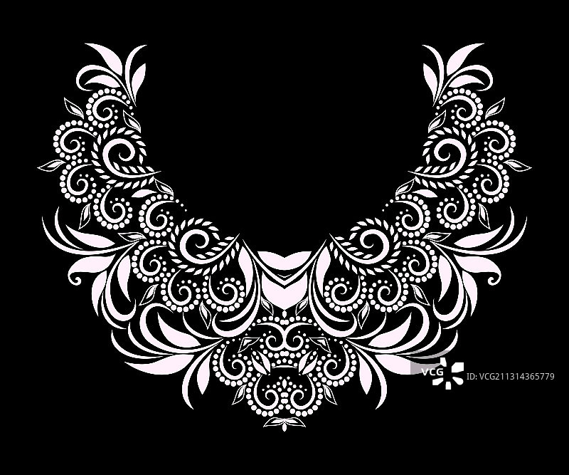 民族风花卉领口设计图片素材