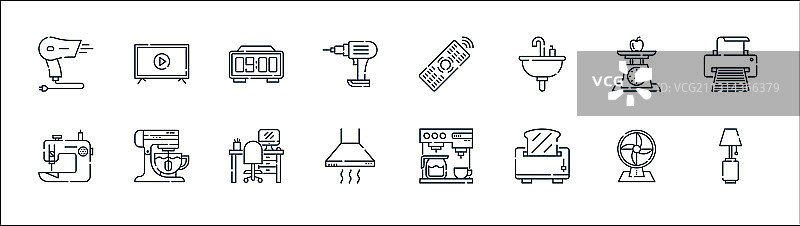 家用电器线性图标质量合集图片素材
